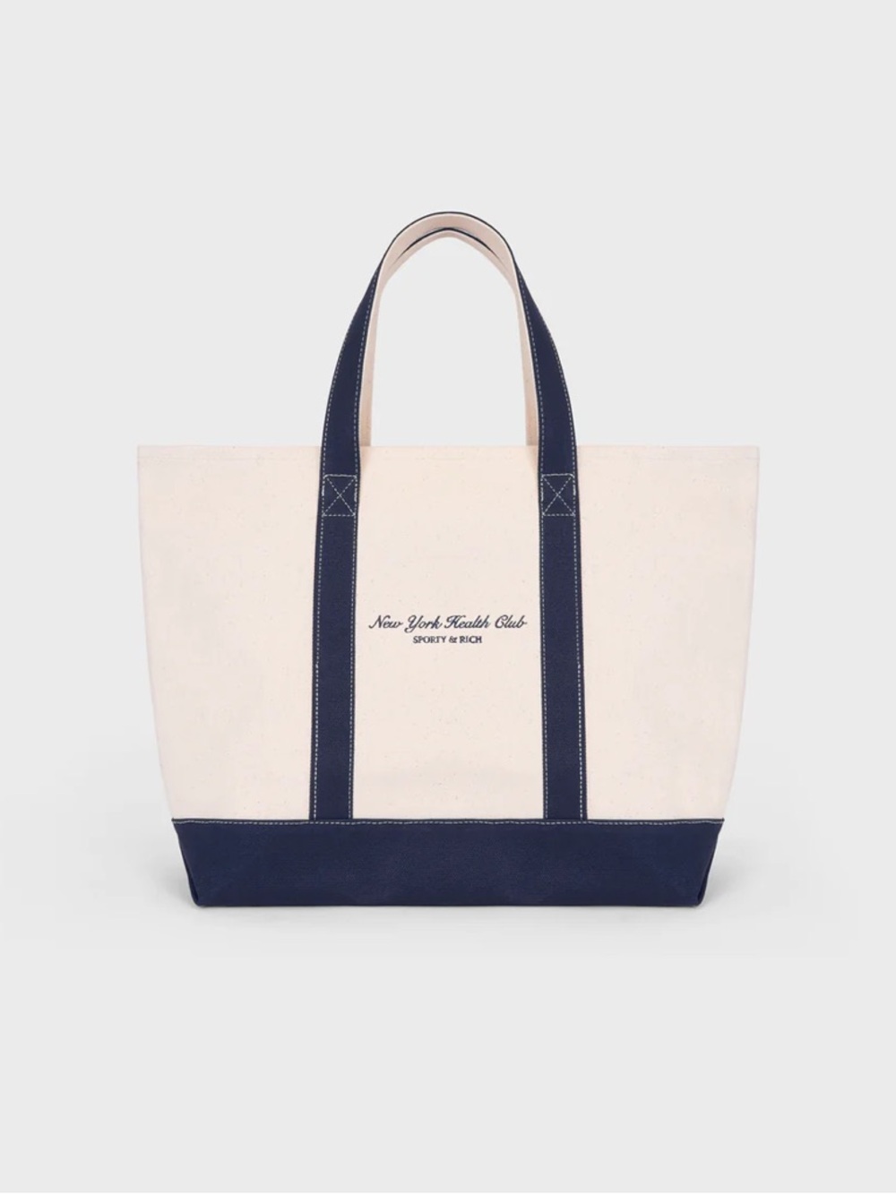 Sporty & Rich Cream Canvas Tote with Navy Script - Picture 3 of 6